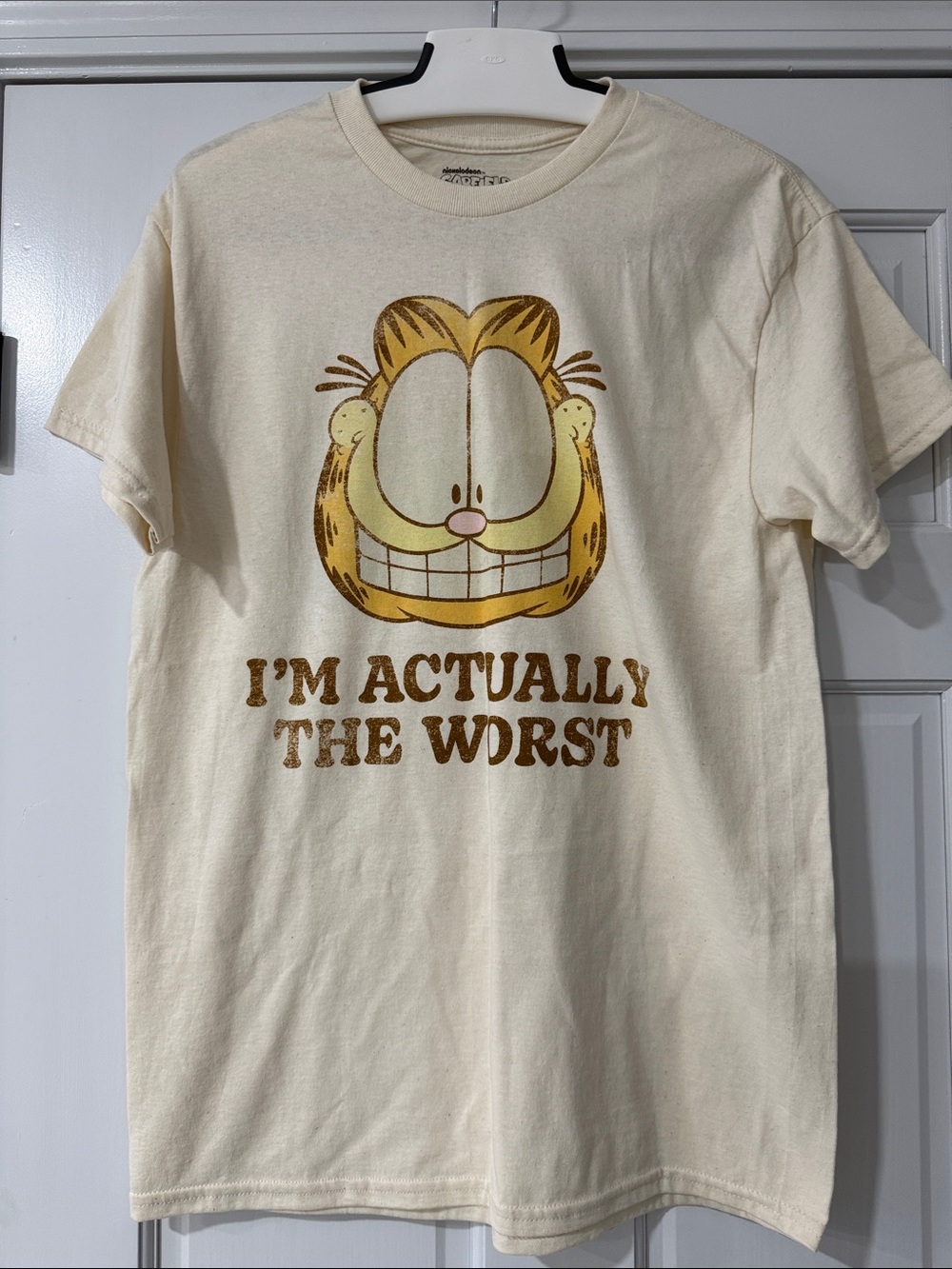 Nickelodeon Cream Graphic Tee with Yellow Garfield Print